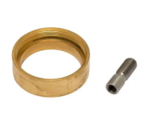 Messingadapter mit Innengewinde und separatem metallischen Verbindungselement, geeignet zur Verwendung mit IMI Hydronic Engineering Stellantrieben an Ventilen.